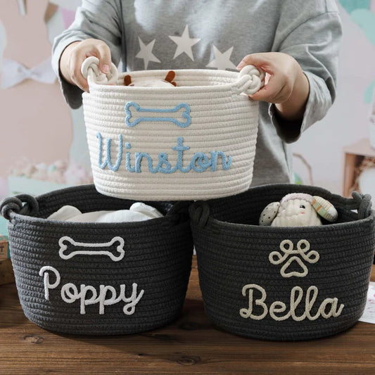 Personalized Dog Toy Basket, New Cat Toy Dog Gift, Dog Toy Storage Bins, Custom Pet Toy Basket, New Puppy Gift Pet Toy Box Pet Toy Basket